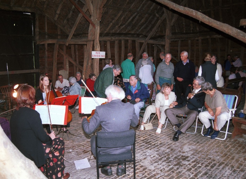 A musical event inside the barn